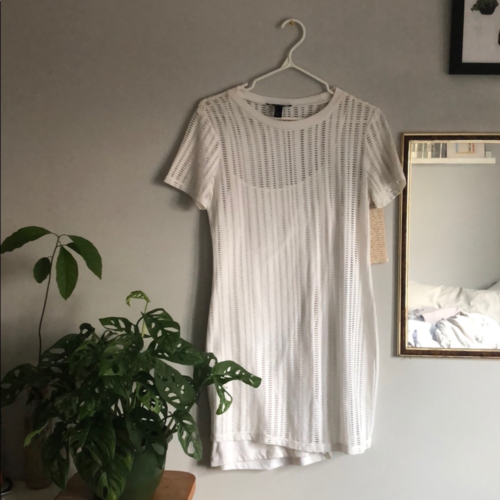 Layered white body con dress